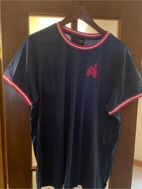 Her Universe Disney Parks Castle Navy Short-Sleeve Tee with Pink Trim